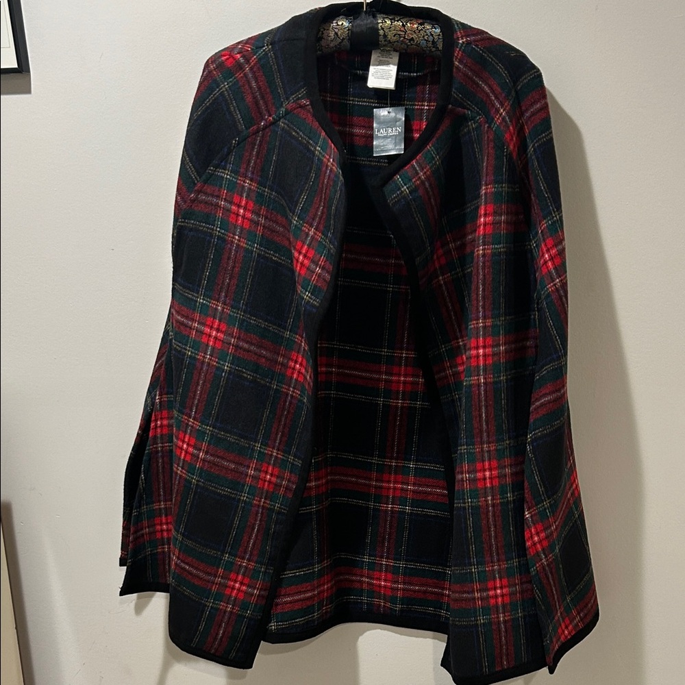 Ralph Lauren Red and Black Plaid Cape Jacket